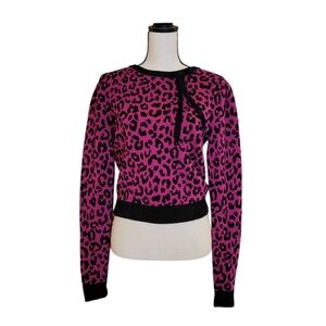 Ronny Kobo Pink and Black Leopard Print Sweater Womens XS